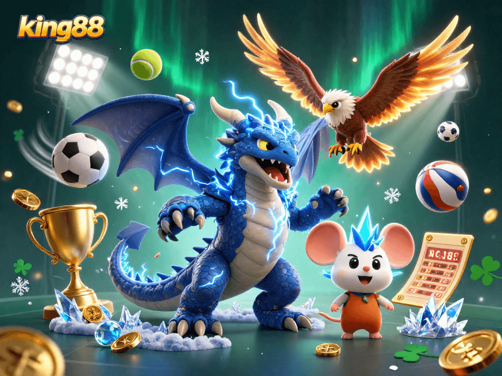 king88 boosts excitement with a vibrant 3D scene featuring a dragon and sports betting elements
