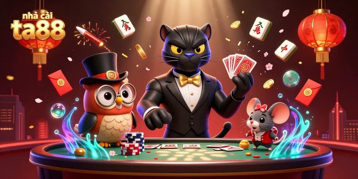 Engage with nhà cái ta88 in a vibrant casino scene featuring characters and dynamic gaming elements.