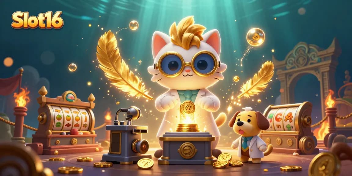 Spin to win with Slot16 as cartoon characters create a gold-coin machine!