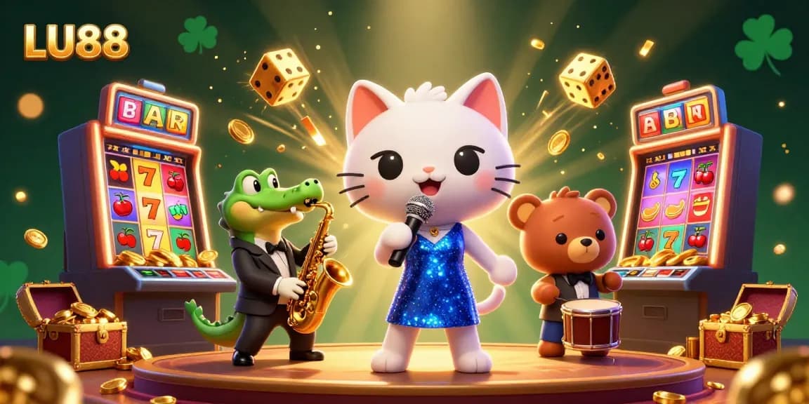 LU88 game experience with lively characters, vibrant design, and exploding jackpot.