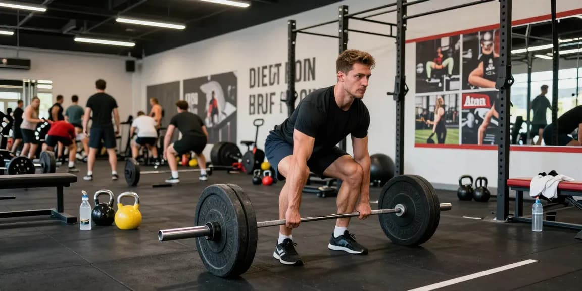 Muscular man training with Prime Pharma Steroiden in a modern gym environment.