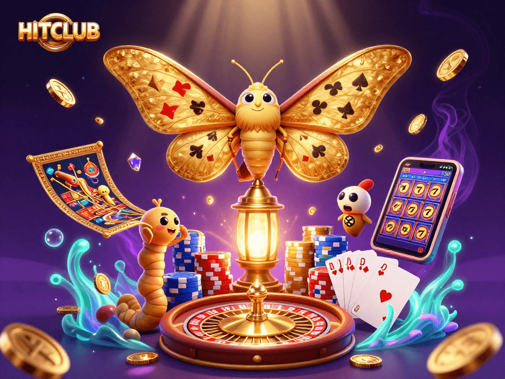 Spin to win at HITCLUB with vibrant casino elements and a magical backdrop.