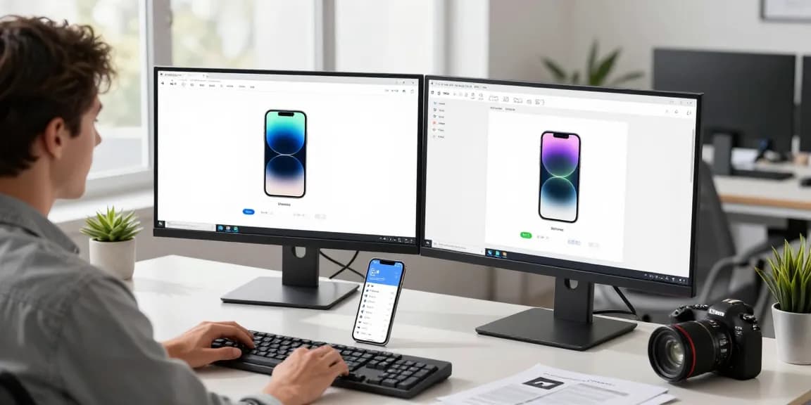 使用爱思下载管理和修复iOS设备的技术专家在现代办公环境中工作。