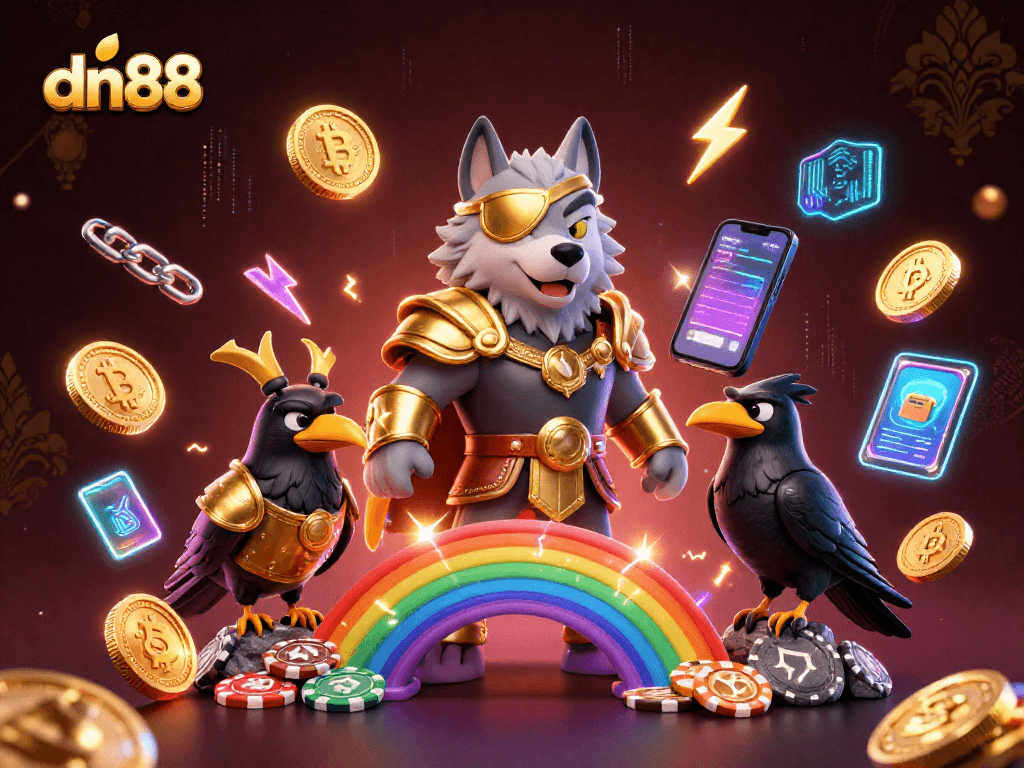 Win big at dn88 with Odin, mythology elements, and glowing casino features.