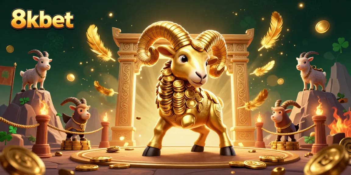 Engage in thrilling gameplay at 8kbet with a vivid scene of golden ram in an exciting casino setting.