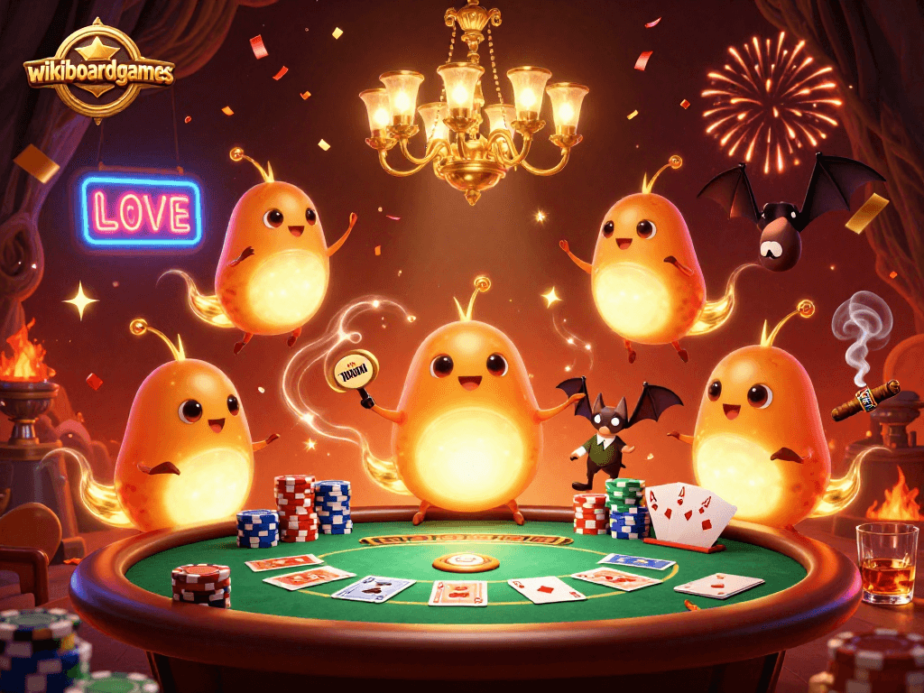 Experience thrilling poker action at wikiboardgames with bioluminescent creatures lighting the casino.