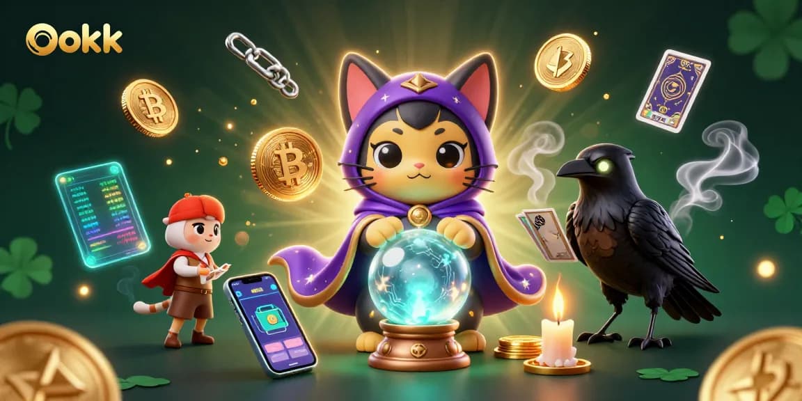 Engage with the exciting world of OOKK, filled with neon coins and mystical vibes.