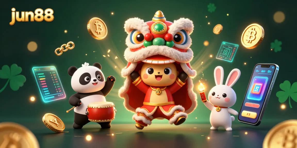 Win big with jun88 in an exciting gambling scene featuring animated characters and vibrant casino elements.