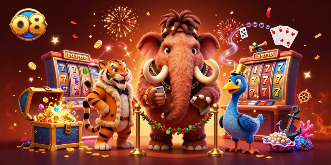 Casino fun at O8 featuring vibrant characters and dynamic game elements in an exciting scene.