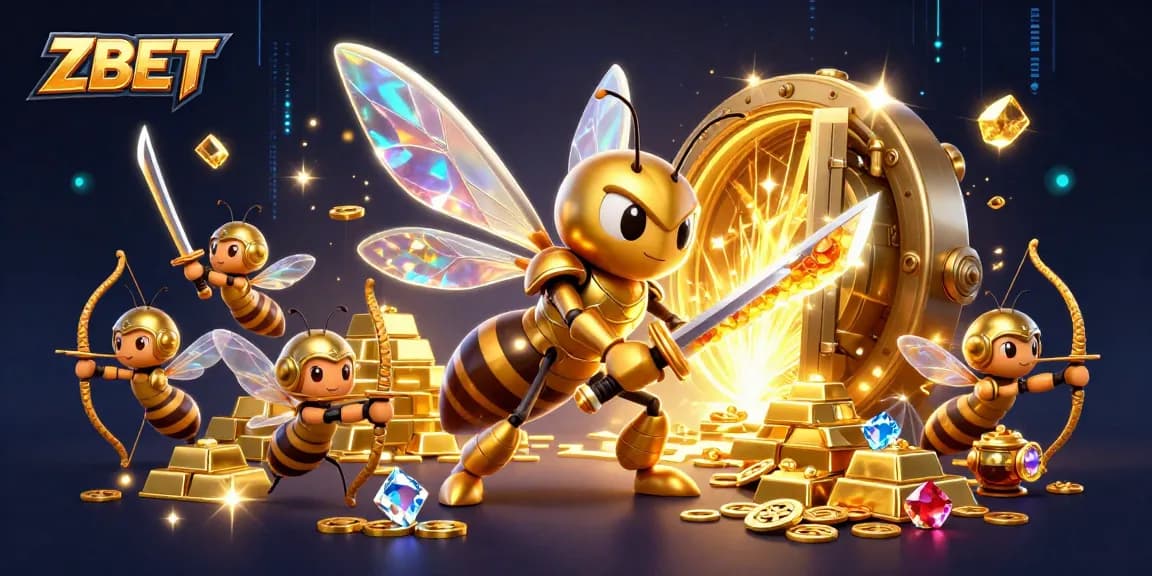 ZBET players enjoy a vibrant online casino experience with dynamic golden treasure elements.