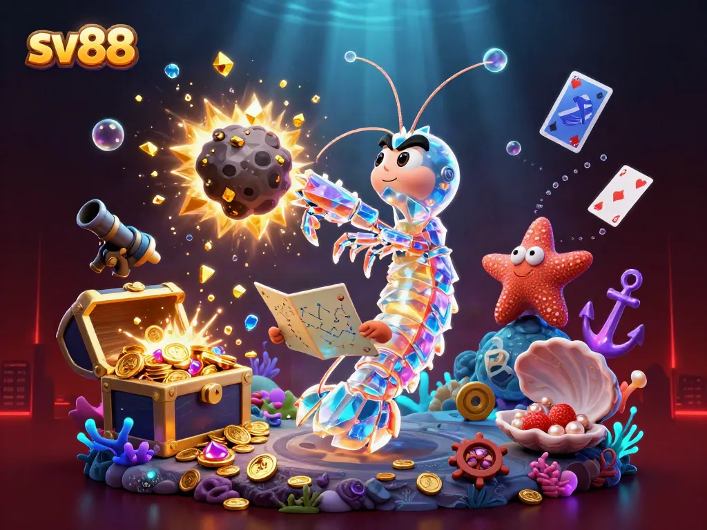 Experience the excitement at sv88 with a vibrant underwater scene showcasing rich gems and dynamic characters.