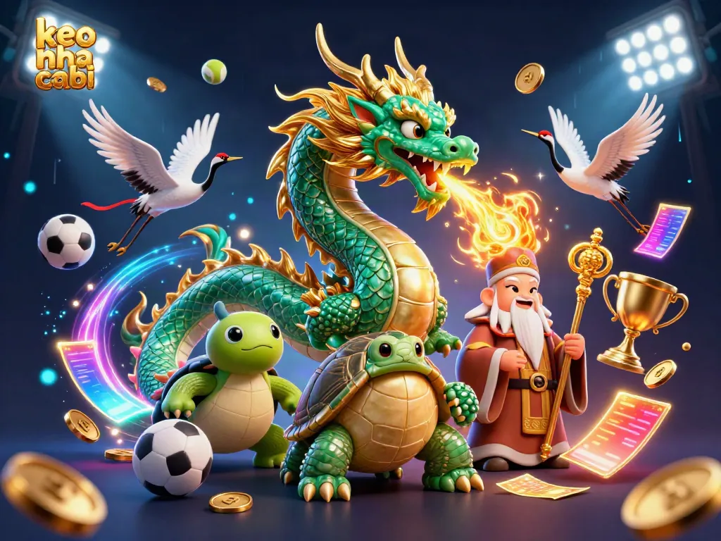 Engage with keo nha cai's thrilling sports betting, featuring vibrant dragons and dynamic gameplay elements.
