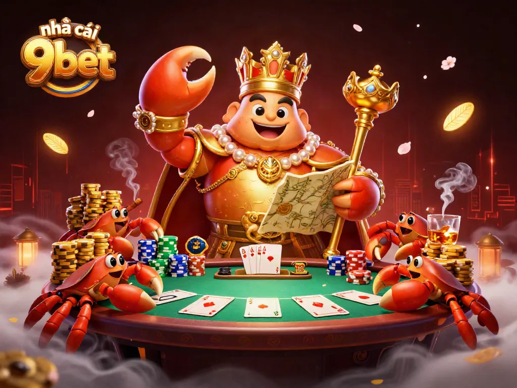 Join the excitement at nhà cái 9bet where a golden crab emperor reigns over thrilling poker games and casino action.
