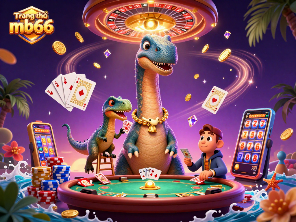 Experience thrilling gaming moments with Trang chủ mb66 in a vibrant 3D casino scene.