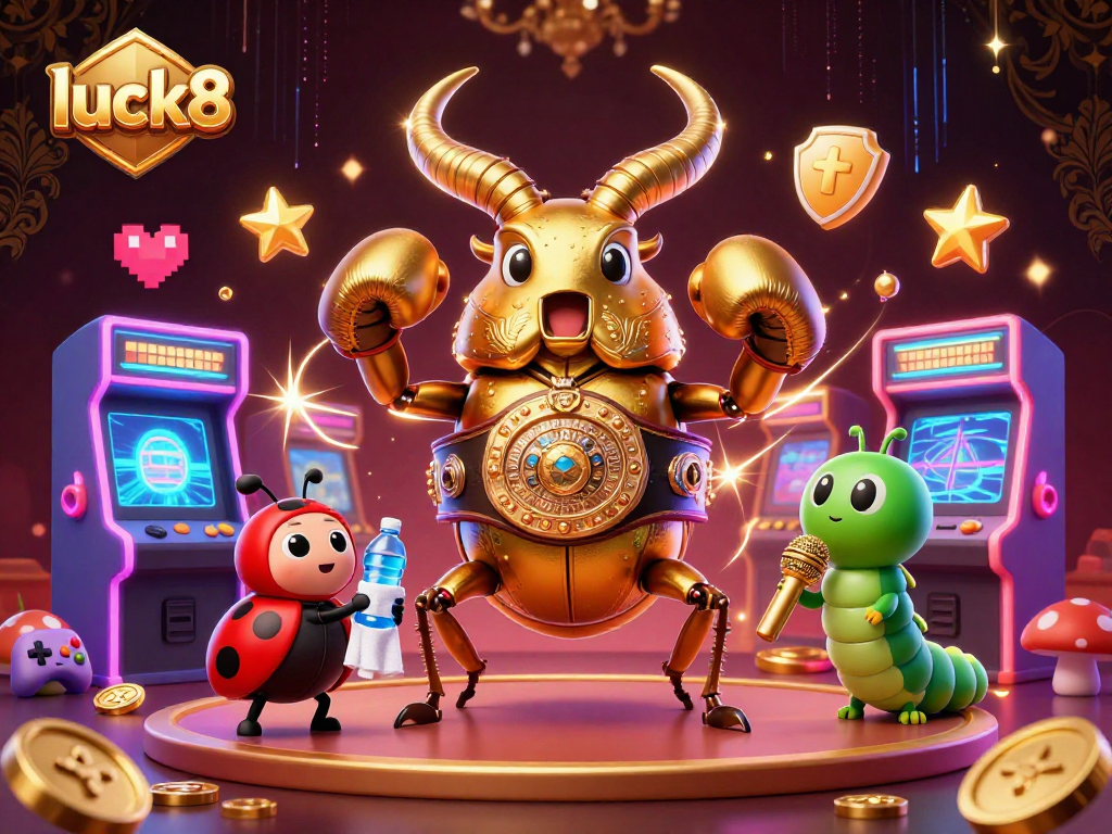 Engage with luck8’s vibrant casino experience featuring animated characters and colorful gaming elements.