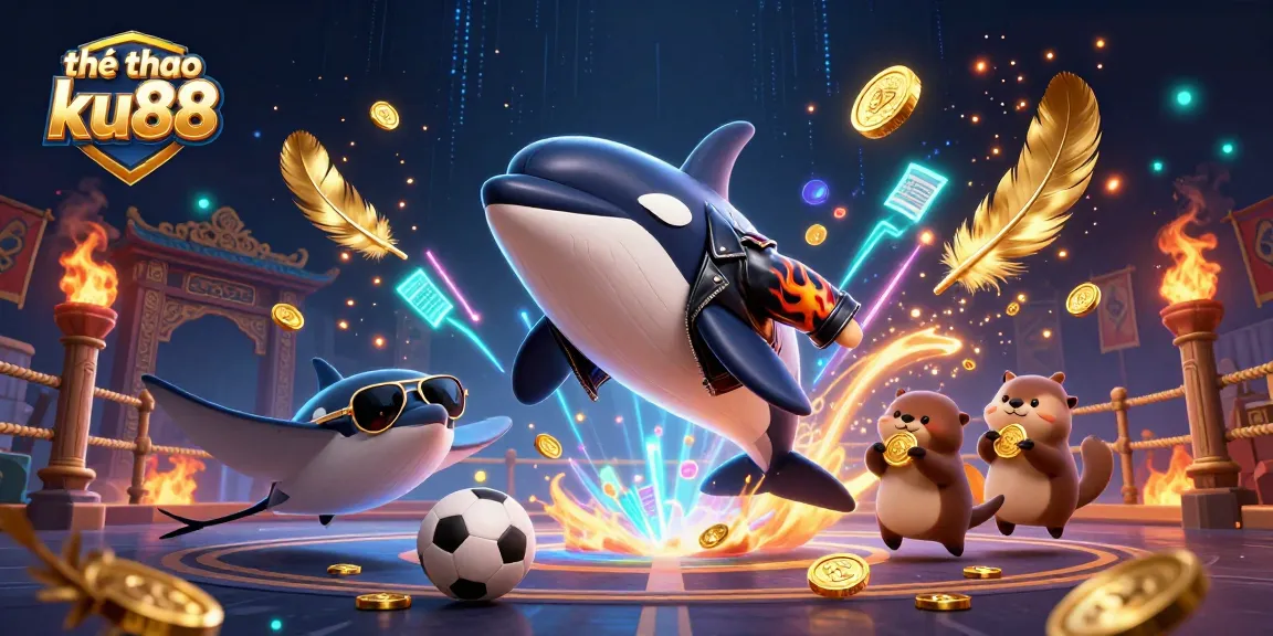 Experience thrilling sports betting action with thể thao ku88 as playful sea creatures celebrate with coins.