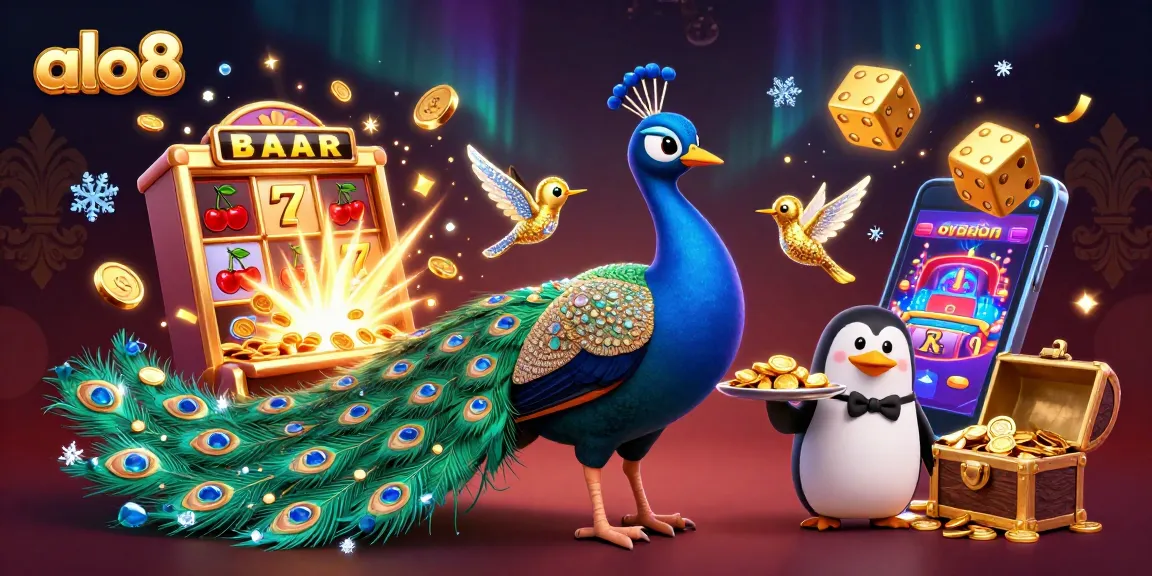 Experience winning at ALO8 with a vibrant casino scene featuring rich game elements and lively characters.