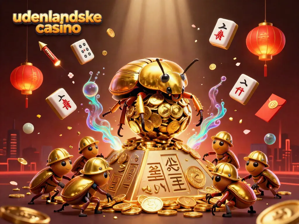 Engage in thrilling action at udenlandske casino with a colorful 3D illustration of vibrant casino elements and characters.