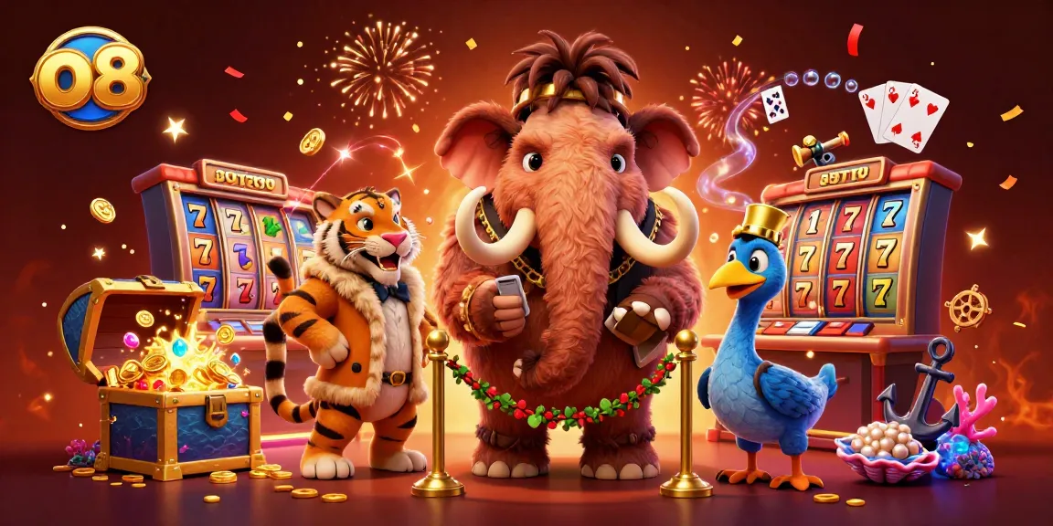 Casino fun at O8 featuring vibrant characters and dynamic game elements in an exciting scene.