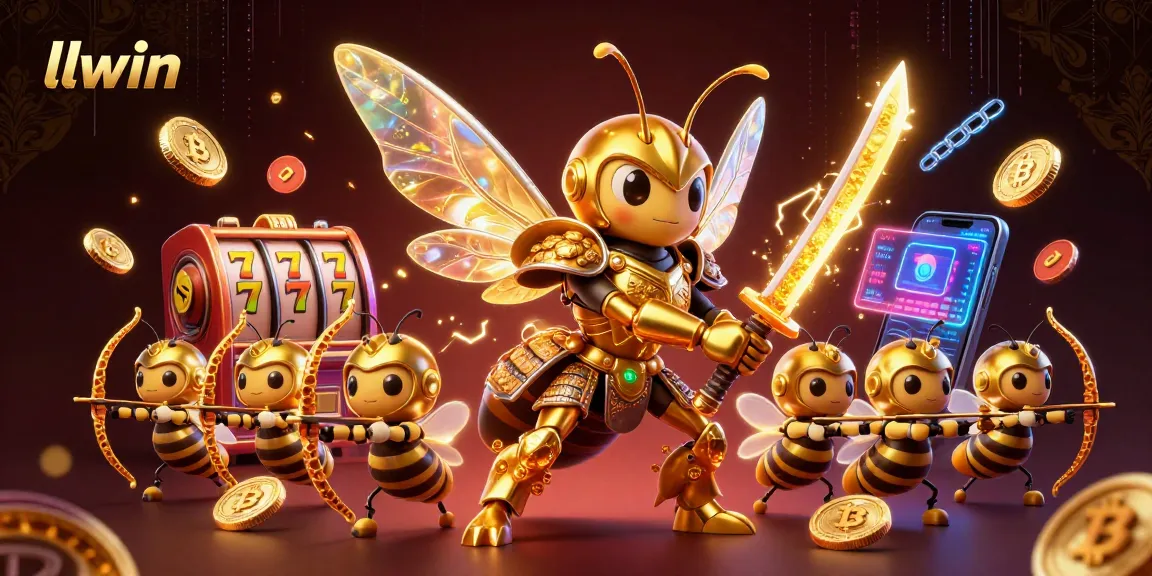 Engage with llwin's dynamic gambling world featuring an epic golden hornet samurai in action.