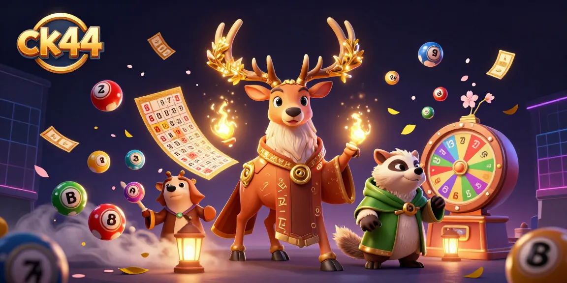 Join the excitement at ck44 with colorful lottery elements and mystical characters in action.