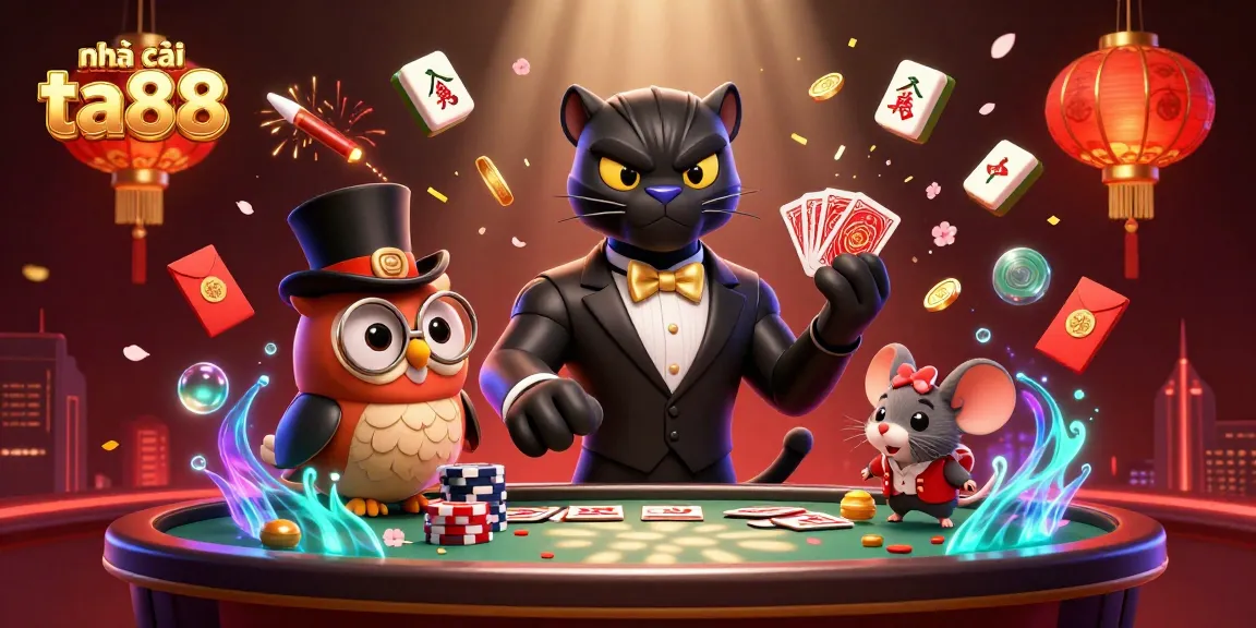 Engage with nhà cái ta88 in a vibrant casino scene featuring characters and dynamic gaming elements.