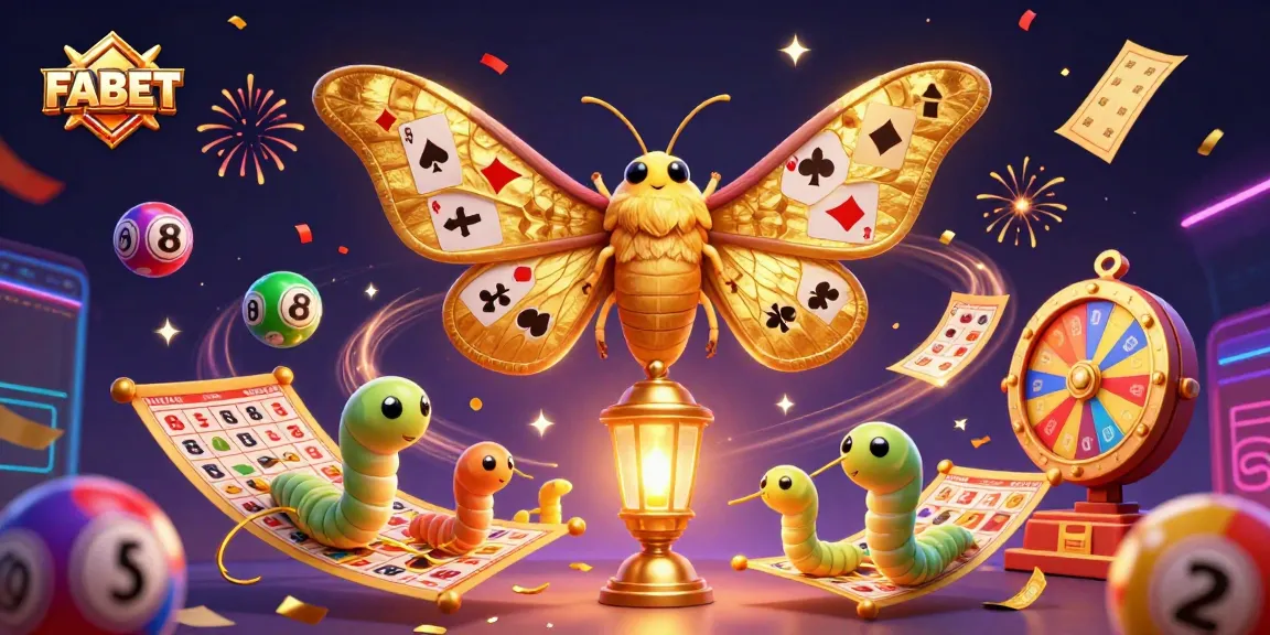 Experience FABET's vibrant lottery scene with bouncing balls, cash rain, and a majestic moth!