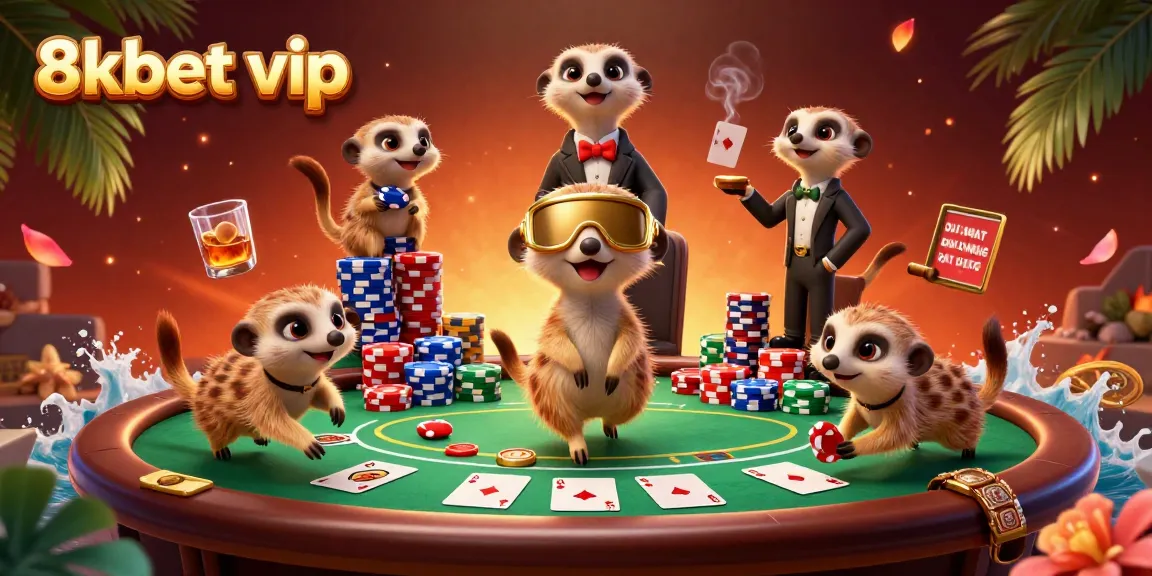 Engage with the exciting 8kbet vip casino scene as meerkats deal poker and sneak chips.