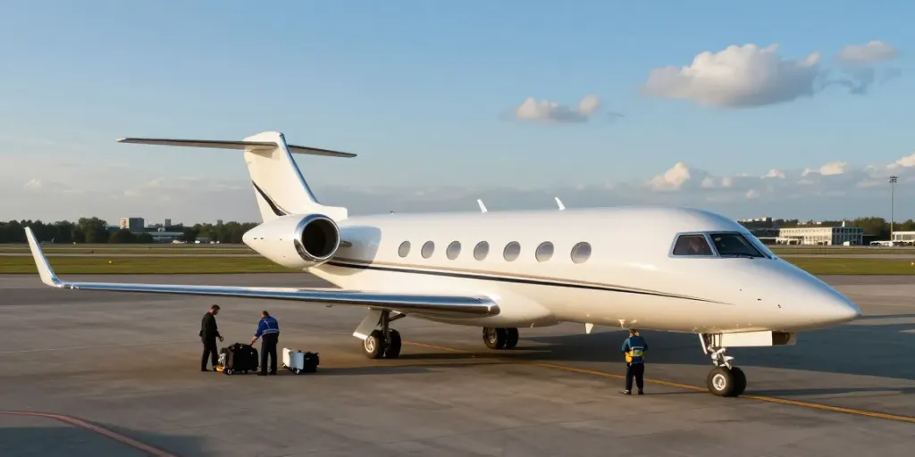 Private jet rental Amsterdam at Schiphol Airport featuring a sleek aircraft on the tarmac, prepared for departure.