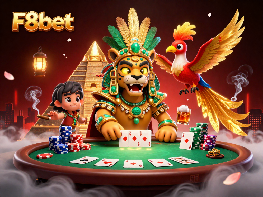 Engage with the dynamic F8bet poker scene featuring vibrant characters and game elements.