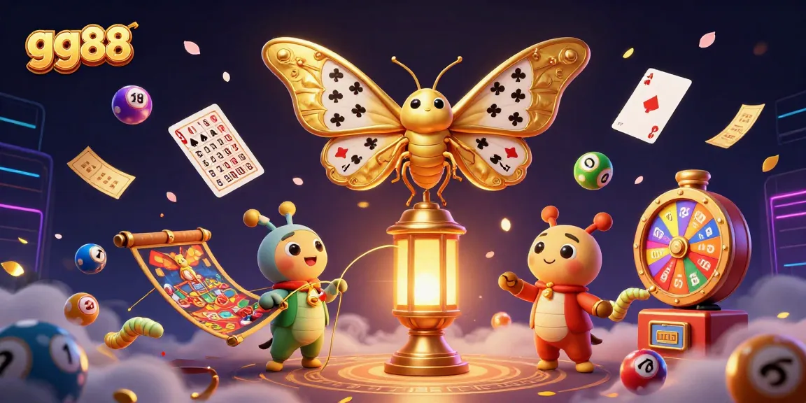 Engage with gg88 through an exciting 3D illustration showcasing a vibrant casino and lottery experience.