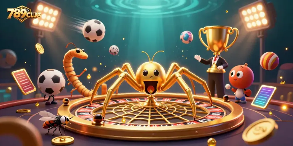 Experience the excitement of 789CLUB with a golden themed roulette web and dynamic sports elements.