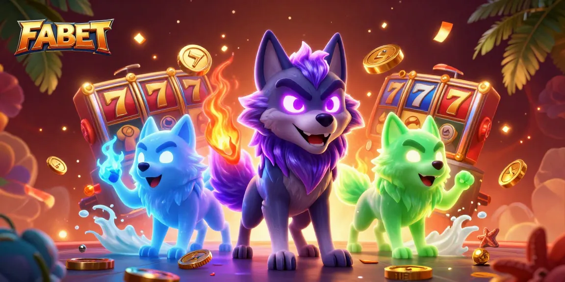 Spin with FABET's spectral wolf scene showcasing incredible slot elements and lucky symbols.
