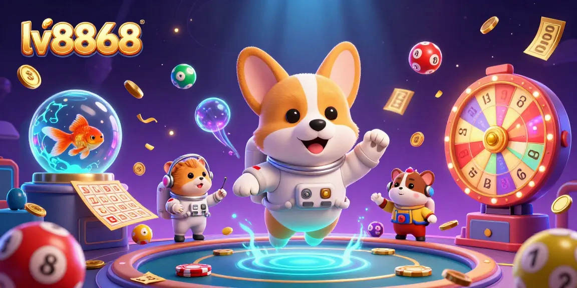 Engage with exciting casino action at lv8868, featuring floating characters and dynamic gambling elements.