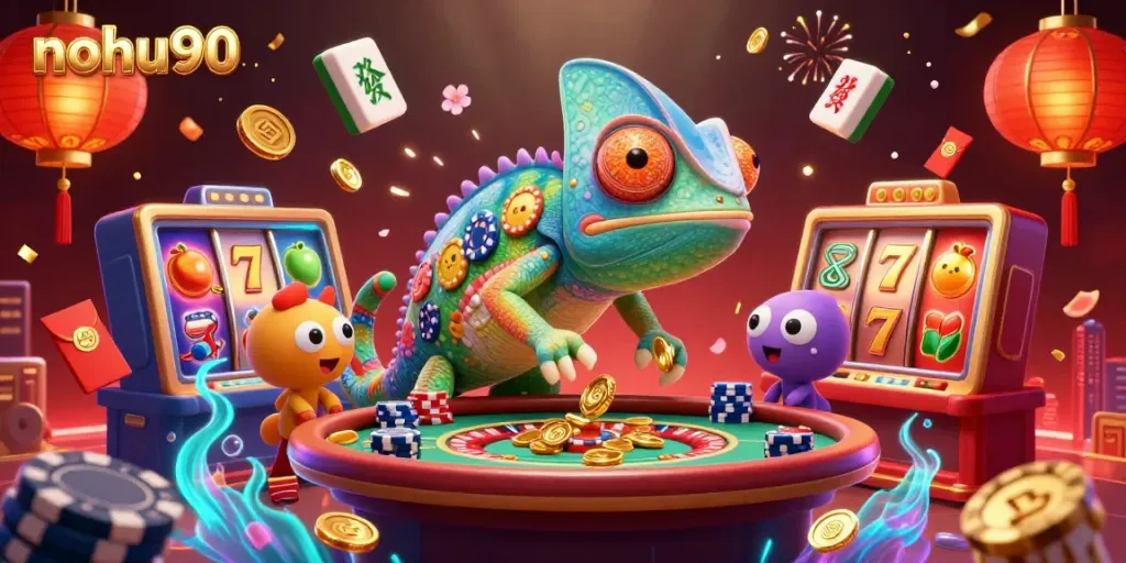 Experience thrilling wins at nohu90 with our vibrant and dynamic casino scene filled with slots.