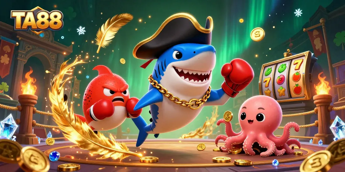 Engage in thrilling gaming at TA88 with vibrant 3D characters and dynamic casino elements.