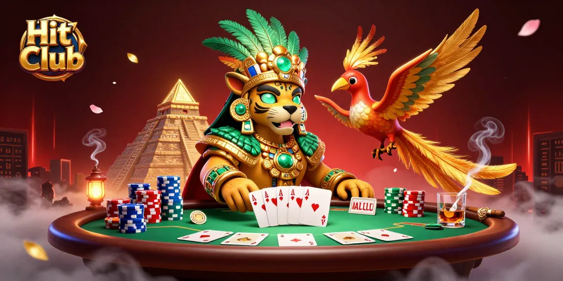 Hit Club offers immersive poker experiences with royal flush hands and vibrant game elements.