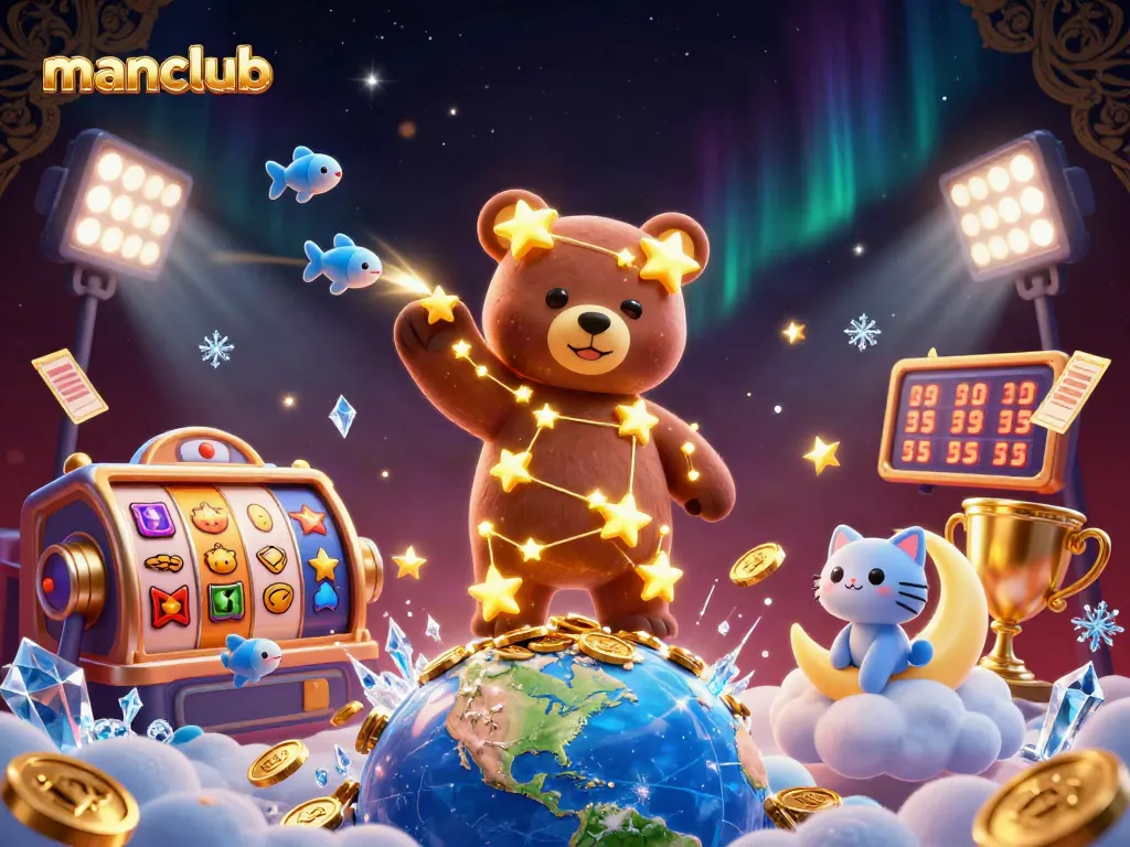 manclub captivates with immersive casino action featuring golden stars, spinning slot reels, and dynamic elements