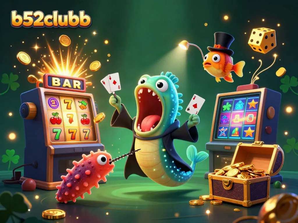 Experience thrilling b52clubb gameplay with a vibrant casino scene animated by lively characters and dynamic game elements.