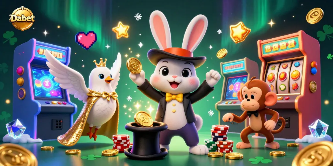 Dabet brings winning strategies to life with a vibrant 3D casino illustration featuring magician characters and dynamic game elements.