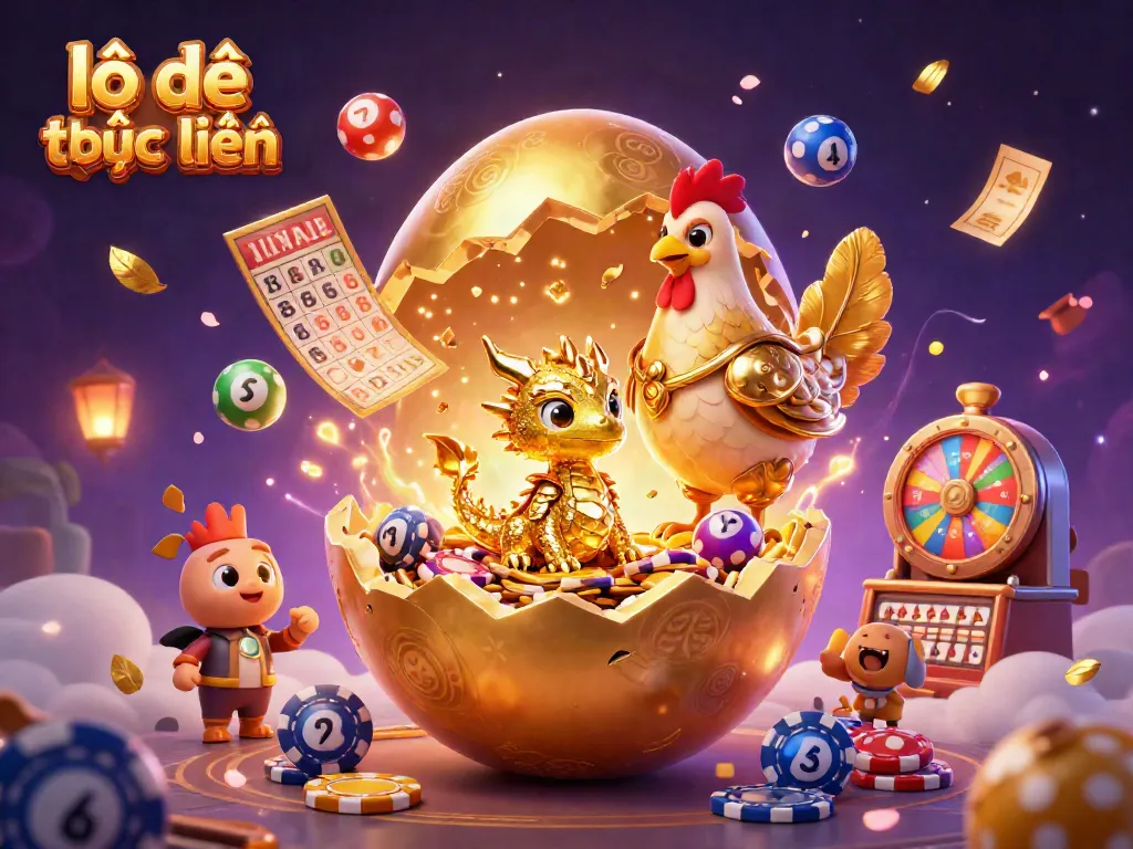 Experience the thrilling lô đề trực tuyến world with colorful lottery elements and a golden dragon, creating excitement and opportunity.