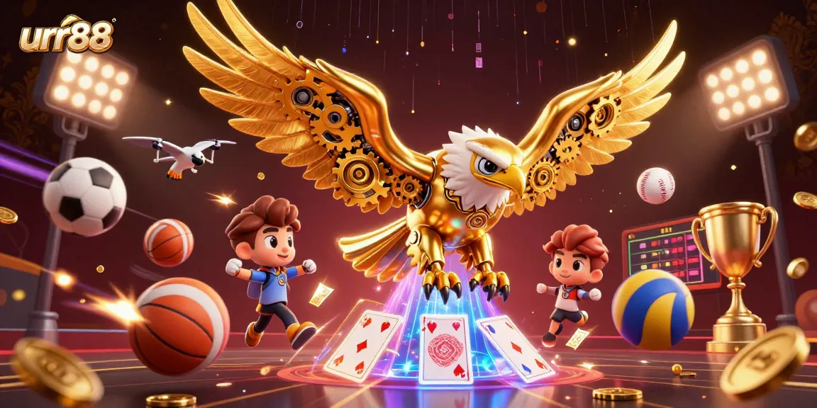 Experience the thrill of gambling at urr88 with an ultra-detailed 3D illustration of casino excitement.