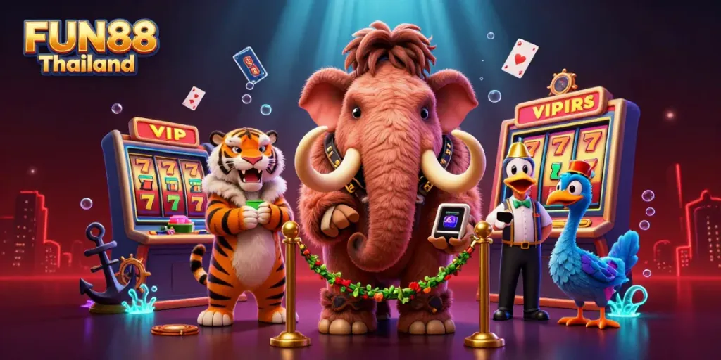 Experience thrilling FUN88 Thailand gameplay with dynamic characters and colorful casino elements.