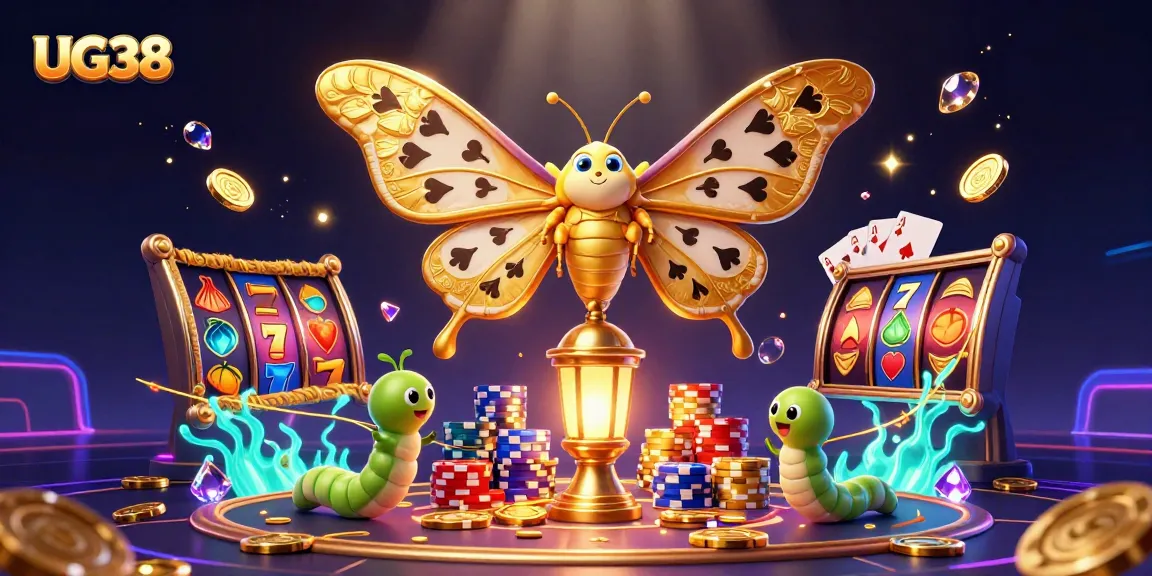 Experience the thrill of UG38 with 3D animation of casino activities including lively slot machines.