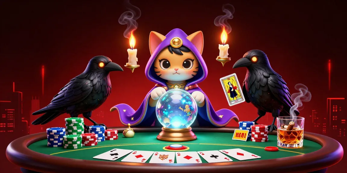 Engage in thrilling gameplay at DEBET with a mystical scene featuring fortune teller cat and raven.