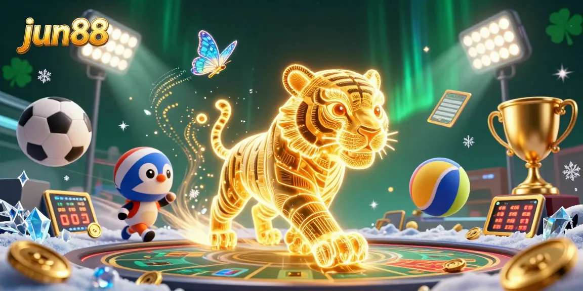 Experience the excitement of plays at jun88 casino with vibrant 3D graphics and sports-themed elements.