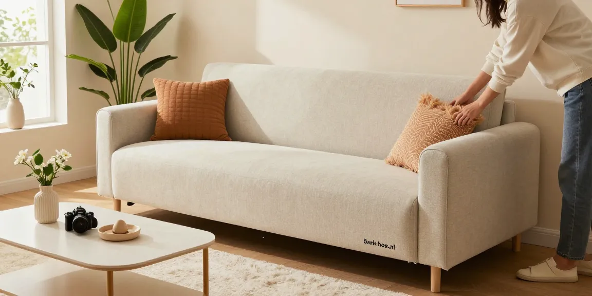 Stijlvolle bankhoes van Bank-hoes.nl in een gezellige woonkamer met felle planten.