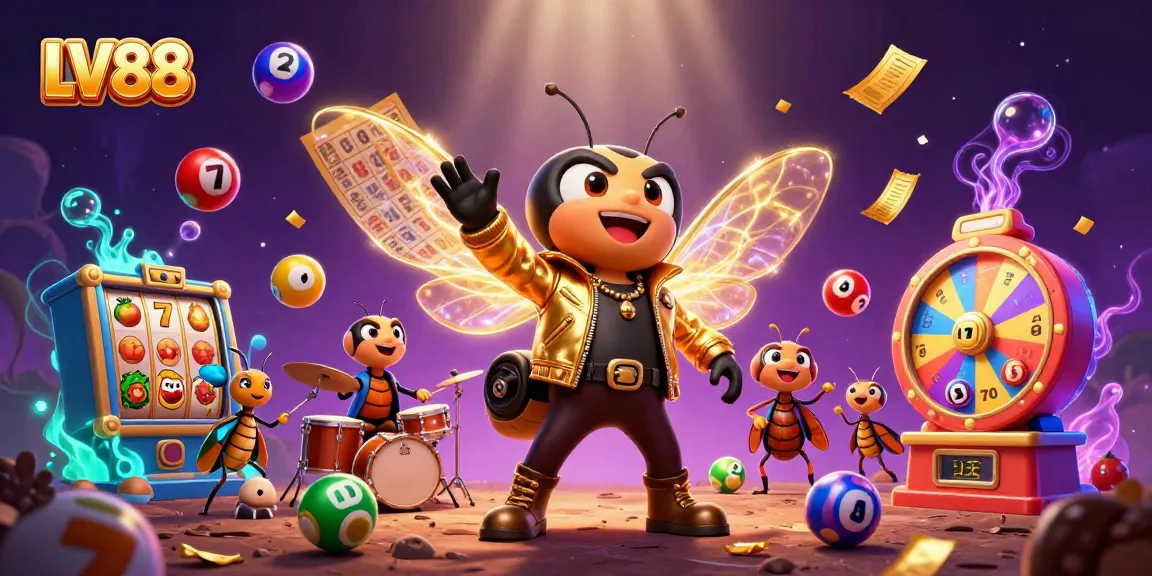 Experience winning excitement at LV88 with vibrant lottery elements and 3D cartoon characters.