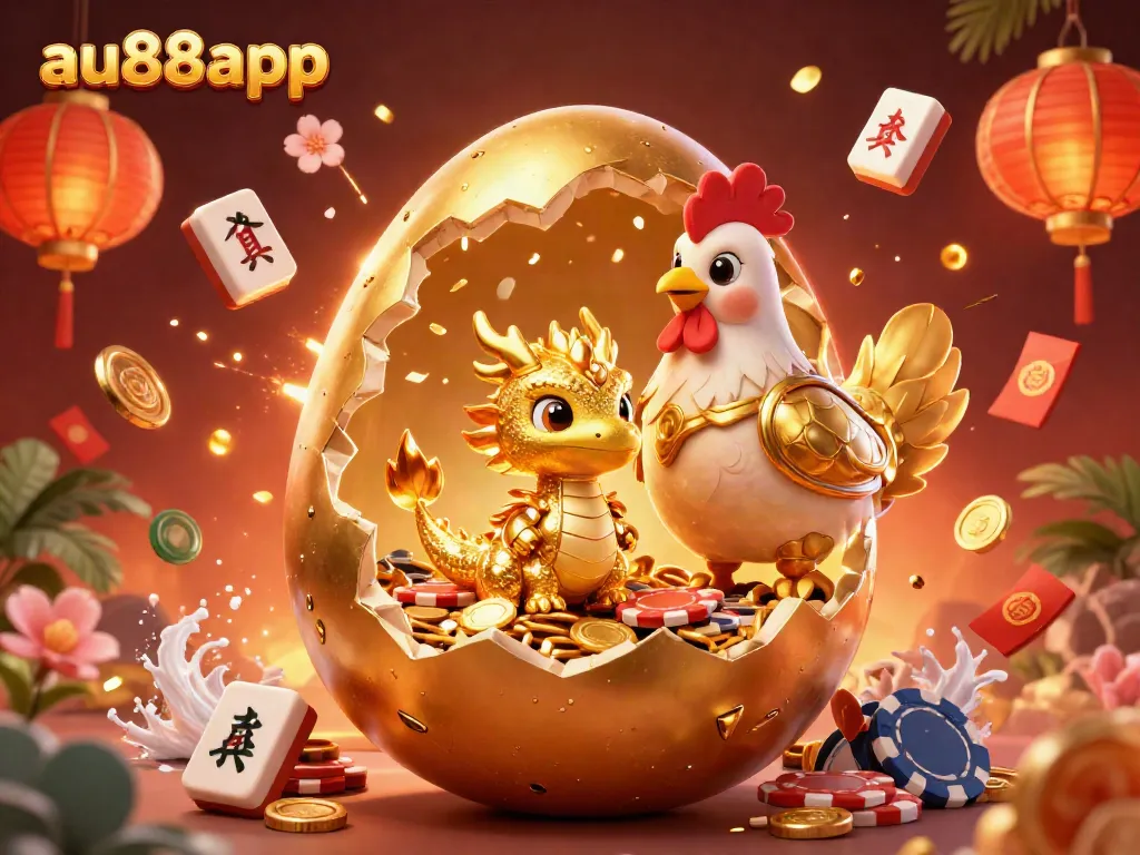 Experience the excitement of au88app with a dynamic scene featuring a dragon and poker chips.