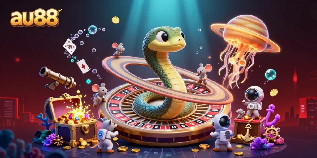 Experience exciting bets at au88 with vibrant gaming elements and engaging cosmic characters.